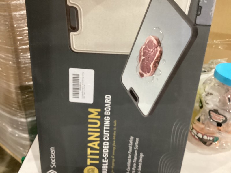 Condition photo showing New/Like New for 2 in 1 Pure Titanium Cutting Boards for Kitchen Non Toxic Chopping Board with Handle Large Big Small Kitchen Meat Butcher Block Not Stainless Steel Wood Bamboo Plastic Silicone Acrylic Teak Sink 1pc: Large ( 15.2"W × 10.4"D × 0.8"H ) Gray/Beige