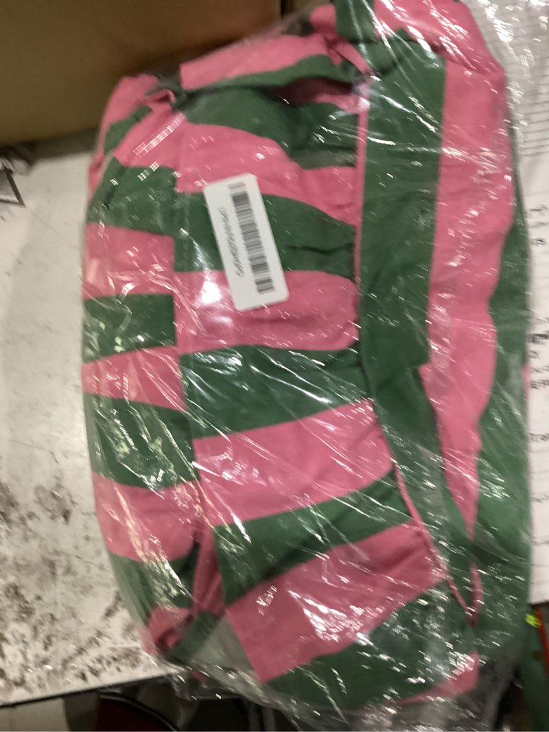 Condition photo showing New/Like New for tudomro 1 pcs ruffle edge striped tablecloth, 84'' x 60'' scalloped table cover, farmhouse linen fabric cloth for rectangle table, dining room bridal shower wedding holiday party(pink, grass green) rectangle pink, grass green 84'' x 60''