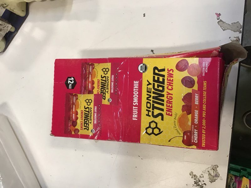 Condition photo showing New/Like New for Honey Stinger Organic Fruit Smoothie Energy Chew, Gluten Free & Caffeine Free, for Exercise, Running and Performance, Sports Nutrition for Home & Gym, Pre and Mid Workout, 12 Pack, 21.6 Ounce Fruit Smoothie 1.8 Ounce (Pack of 12)