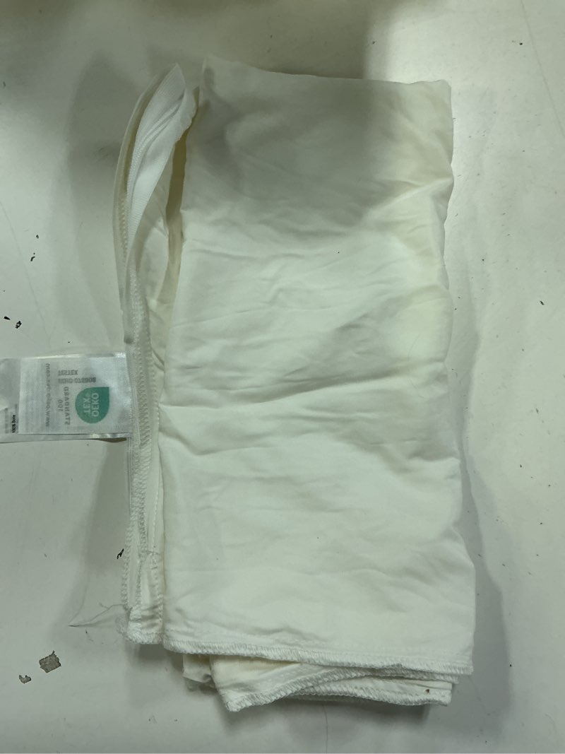 Condition photo showing As Is for quince 100% mulberry silk pillowcase, king, ivory