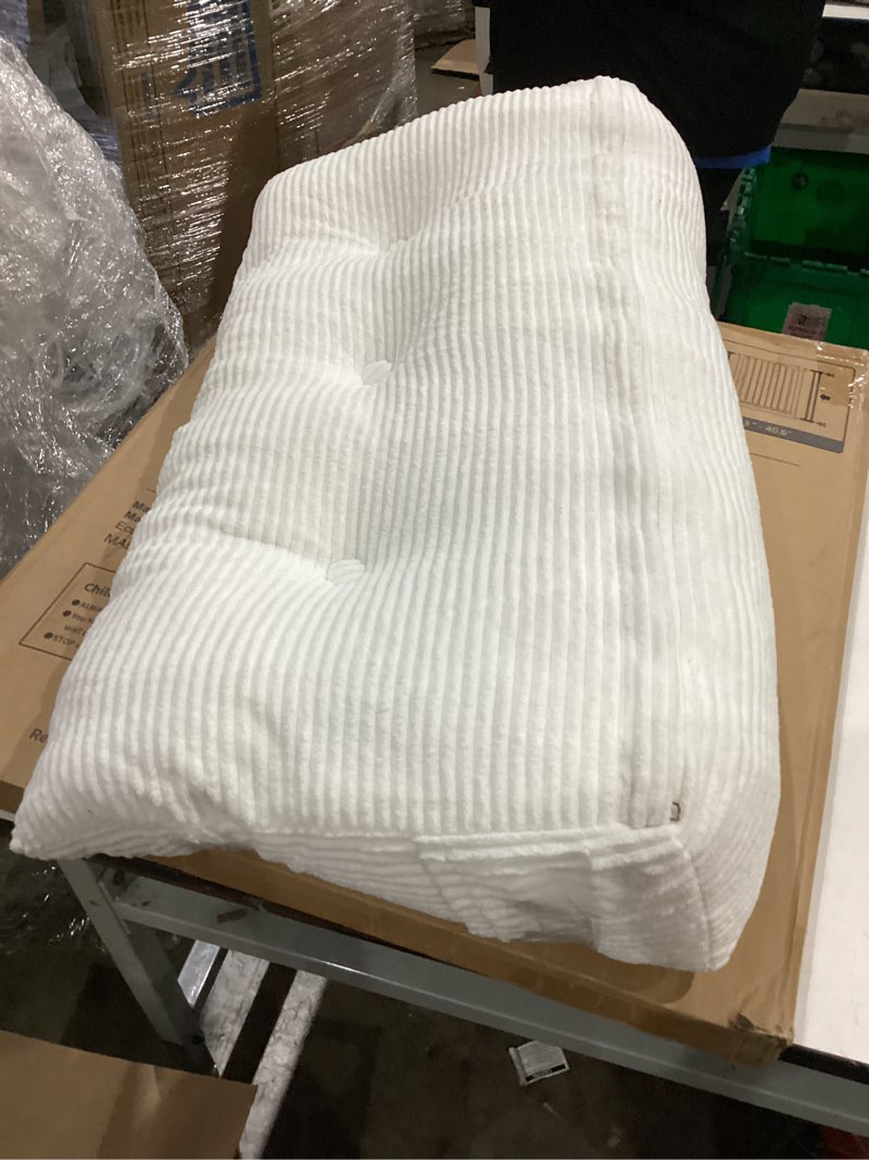 Condition photo showing Good Condition for living and home beige corduroy wedge headboard pillow with side pocket 150 x 20cm