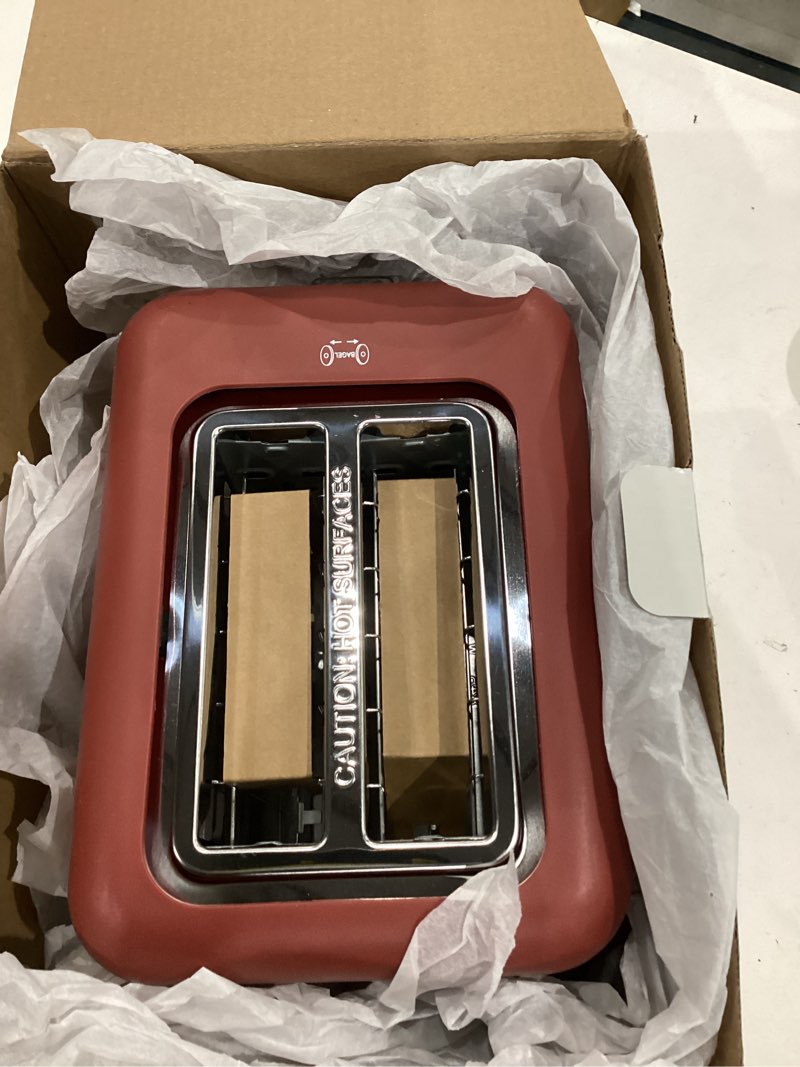 Condition photo showing Good Condition for willow eco series 2 slice toaster with clear-view window, 6 shade settings, 900w retro toaster with extra wide slots, bagel, cancel, & defrost buttons, toasters 2 slice w crumb tray for easy cleanups 2 slice burgundy