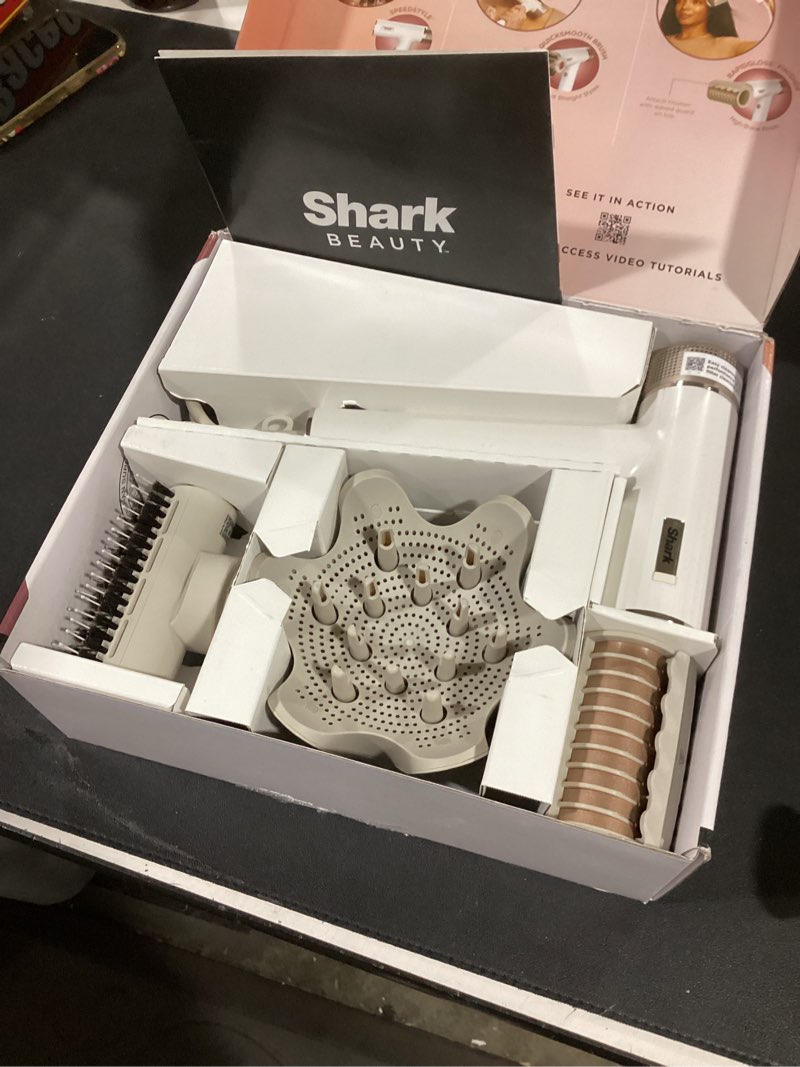 Condition photo showing Good Condition for Shark Hair Dryer SpeedStyle RapidGloss Finisher and High-Velocity, Ionic Hair Blow Dryer with IQ Speed Styling and Drying Suite, No Heat Damage, Best for Curly and Coily Hair, Silk, HD332 SpeedStyle-Curly & Coily Hair