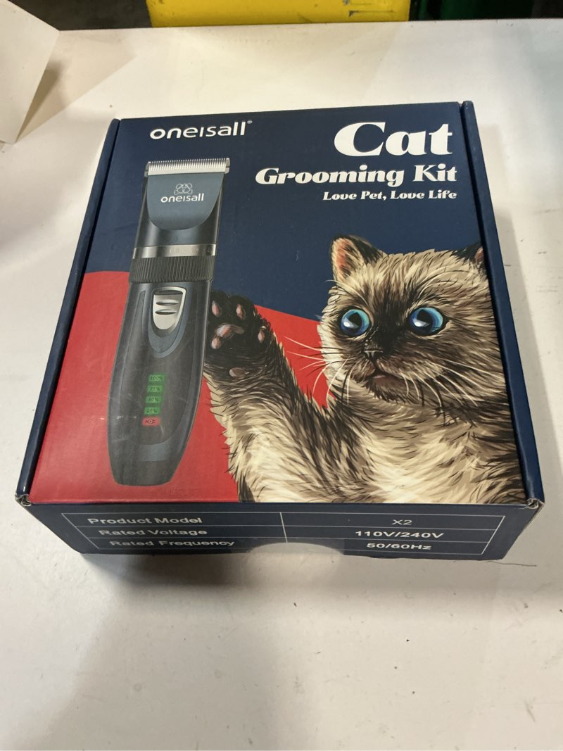 Condition photo showing New/Like New for oneisall Quiet Cat Clippers for Matted & Long Hair, 2-Speed Cordless Pet Shaver Grooming Kit for Cats, Small Dogs & Animals (Blue)