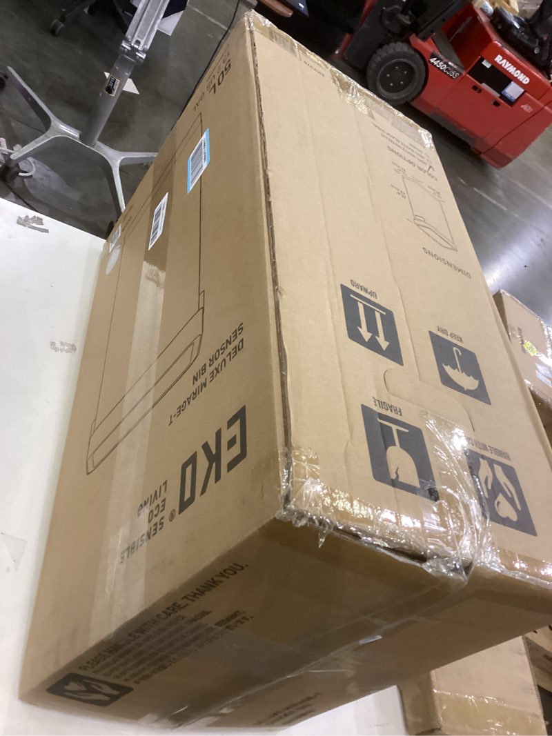 Condition photo showing New/Like New for EKO Deluxe Mirage-T 50 Liter / 13.2 Gallon Touchless Rectangular Motion Sensor Trash Can, Matte Stainless Steel Finish Deluxe 50L - Stainless Steel