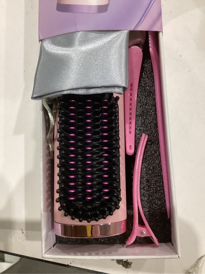 cordless hair straightener brush, portable 500 million ions smooth straightening brush, rechargeable