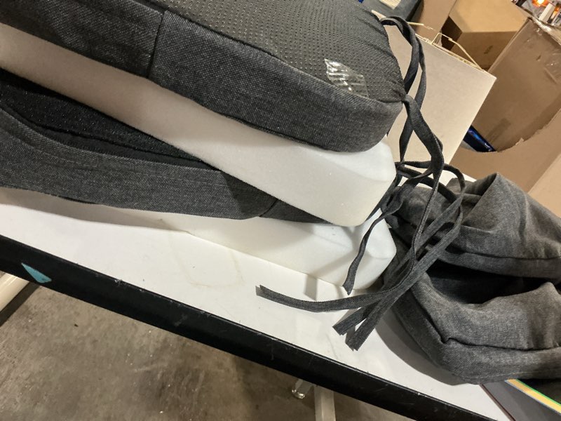 Condition photo showing As Is for Chair Cushions for Dining Chairs, 2" Thick Seat Cushions for Kitchen Chairs, D-Shaped Chair Pads with Washable Cover, Ties and Non Slip Backing, 17'' x 16'', Set of 4, Dark Grey 4 Count(Pack of 1) Dark Grey