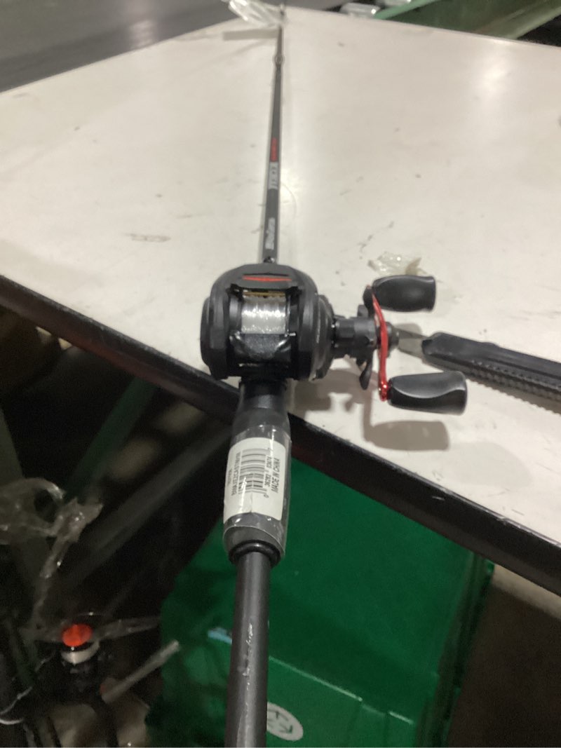 Condition photo showing As Is for abu garcia max ez cast baitcast fishing combo, 6' medium rod, right handed reel