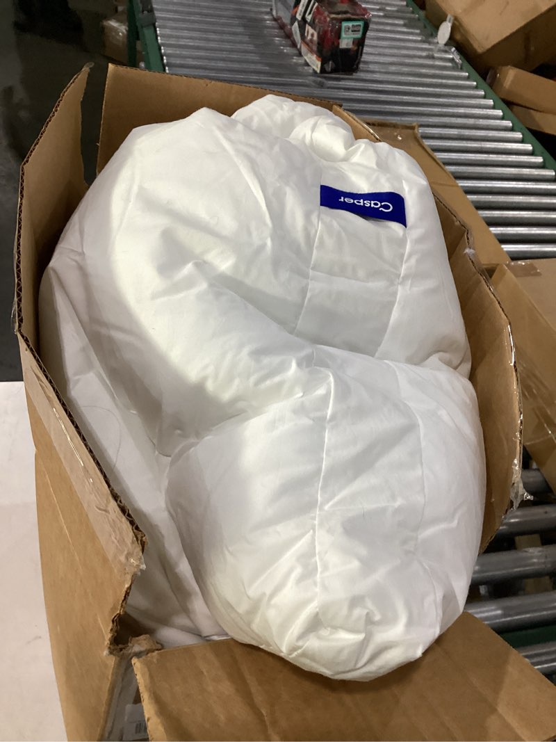 Condition photo showing As Is for casper sleep essential pillow 2-pack, standard size – medium soft feel, down-alternative fill, supports side, back & stomach sleepers standard essential pillow two pack
