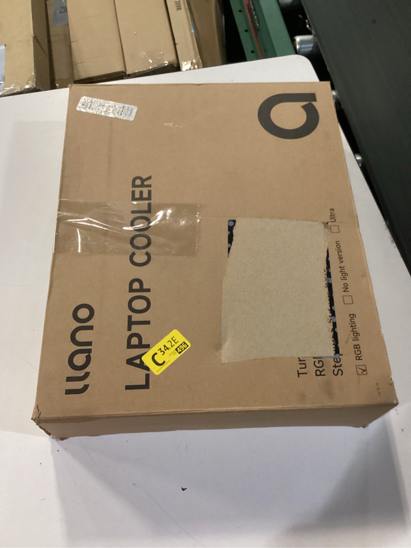 Condition photo showing New/Like New for llano v12 gaming laptop cooling pad, rgb laptop cooler, laptop cooling fan stand with 5.5 inch powerful turbofan, for 15.6-19in laptop, adjustable speed, dustproof, 3-port usb hub, black (rgb) v12 black (hub+rgb)