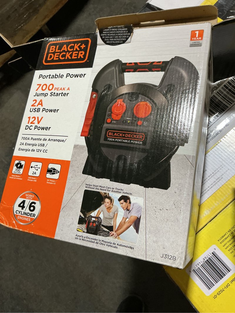 Condition photo showing Good Condition for BLACK+DECKER J312B Power Station Jump Starter 600 Peak Amp Battery Booster, USB Port, Battery Clamps 700 Peak Amp