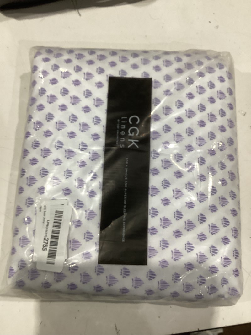 Condition photo showing Good Condition for coastal bed sheets - 1 flat & 1 fitted sheet & 1 pillowcase w/ deep pockets - cozy, wrinkle & fade free beach themed bed set - blue sea shell bedding - ultra-soft, breathable & cooling - twin size 28 - coastal twin