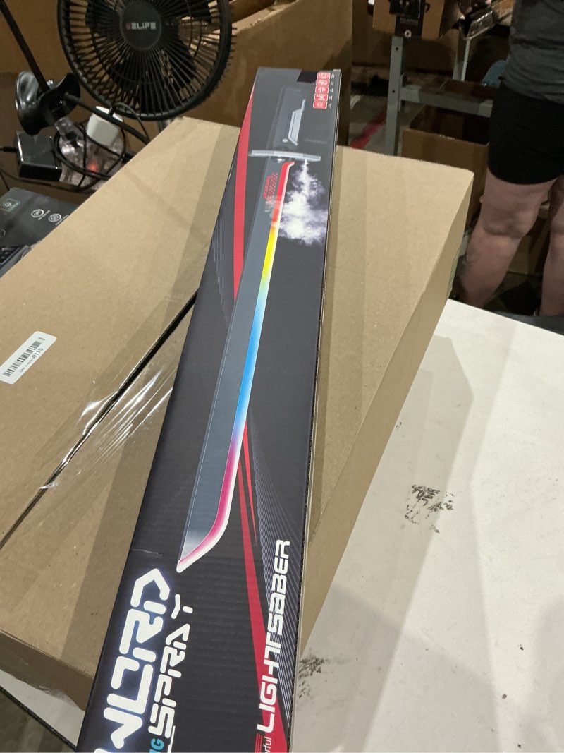 Condition photo showing New/Like New for rgb light up saber toy with smoke mist effect, 7 color neon lightsaber, sound effects and impact sensing, usb-c rechargeable toy sword for kids, 31.5 inch