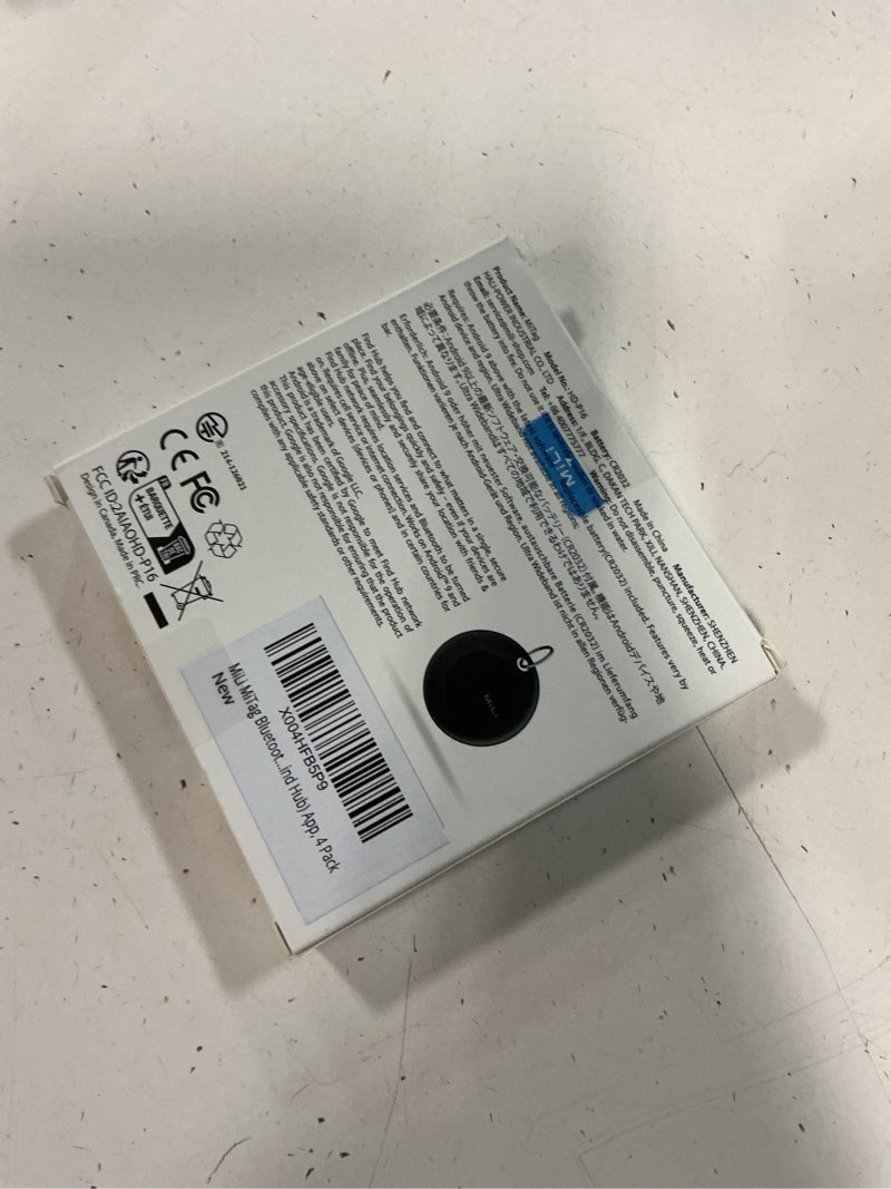 Condition photo showing New/Like New for mitag bluetooth tracker for android, works with google find hub (find my device), smart tracking tag, item finder for keys, wallet, luggage, pets, bags, ip67 waterproof (4 packs) blk, 4pcs