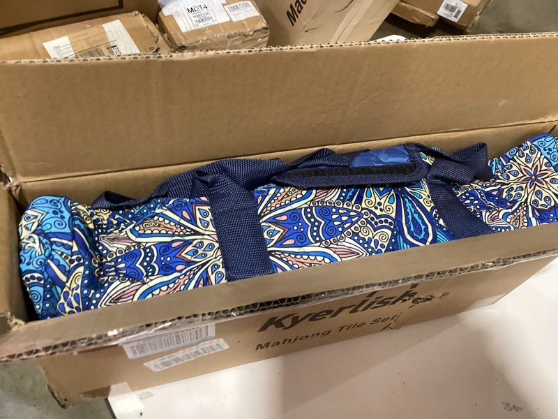 Condition photo showing New/Like New for kyerlish american mahjong tile set with blue printed carrying bag, 166 premium tiles, 4 all-in-one color racks/pushers, mah jongg sets, mahjong game set for travel, christmas, birthday gifts blue?blue tiles?