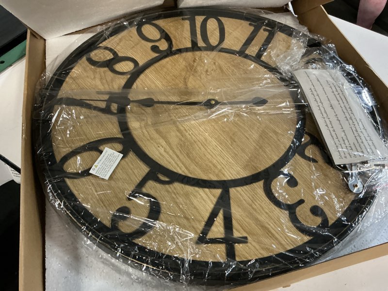 Condition photo showing Good Condition for maxstar wall clock for living room,silent rustic farmhouse with arabic numeral, battery operated wall clocks decorative for bedroom office home decor 16inch black black 16 inch