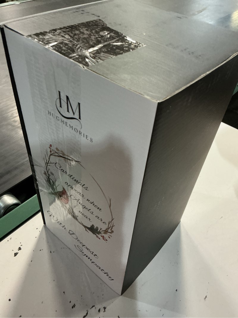 Condition photo showing New/Like New for memorial lantern with drawer for keepsakes, sympathy gifts for loss of loved one, bereavement condolences gifts in memory of loved one, white