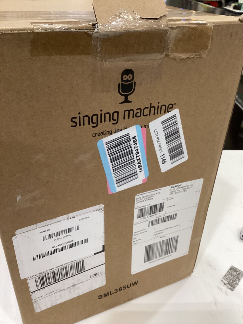 Condition photo showing Good Condition for Singing Machine Portable Karaoke Machine for Adults & Kids with Wired Microphone, White - Built-In Speaker, Bluetooth with LED Disco Lights - Karaoke System with CD+G Player & USB Connectivity White Home Karaoke