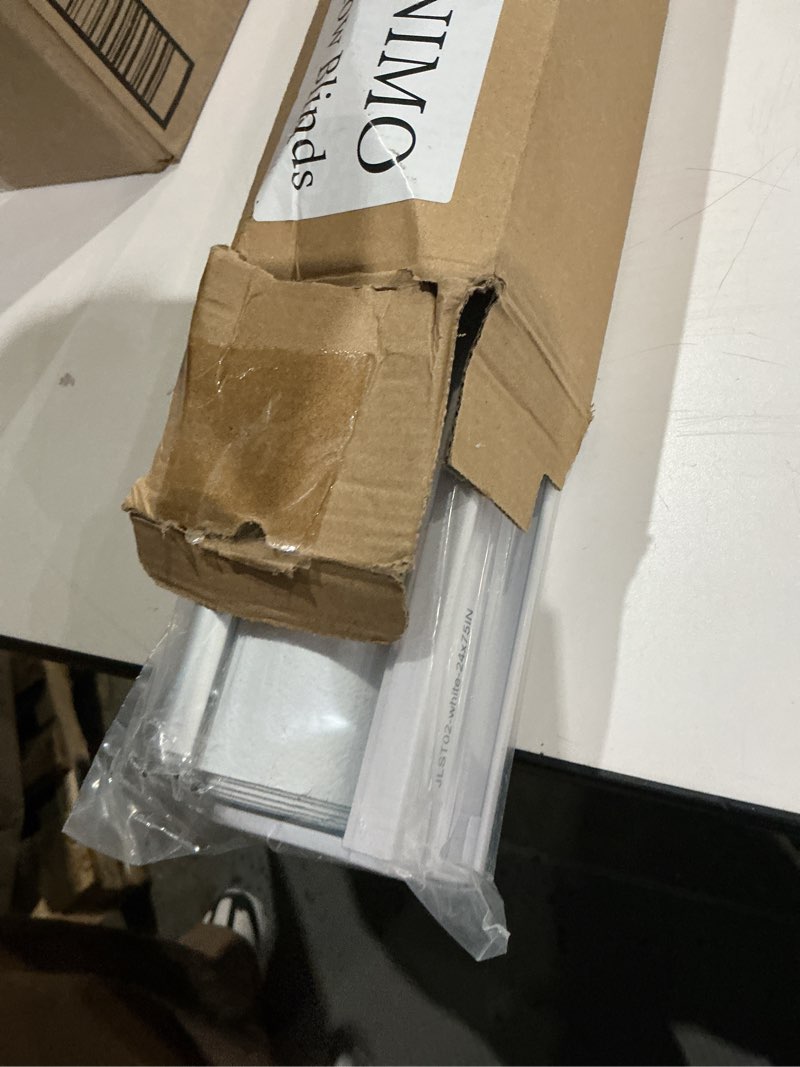 Condition photo showing Good Condition for GENIMO 100% Blackout Roller Window Shades, Window Blinds Cordless with Thermal Insulated, UV Protection Fabric, Mini French Door Blinds for Home, Office, Bedroom, Easy to Install, Ivory, 24" W X 72" H Ivory White 24"W x 72"H