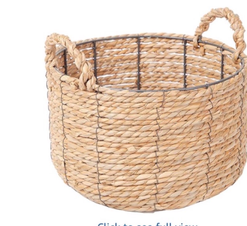 round wicker storage basket, woven large water hyacinth bin with handles, 12''x 7''(similar)