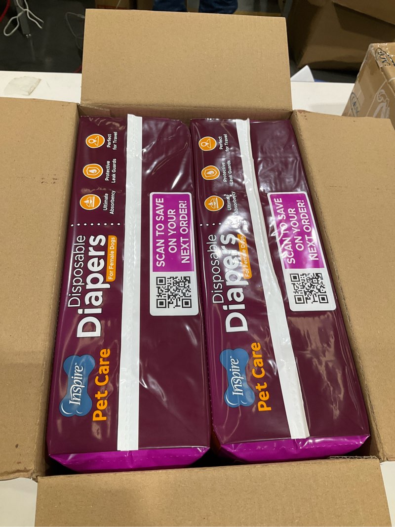 Condition photo showing New/Like New for Inspire Pet Care Dog Diapers Female Dogs | Bulk Value Doggie Incontinence, Accidents, for Heat, Pee or Period and Housebreaking (Small (100 Count))
