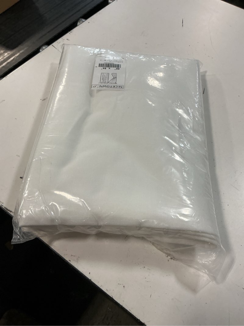Condition photo showing Good Condition for nicetown linen curtains 84 inch long 2 panels set, 55" wide white thick flax linen blend privacy window drapes rod pocket & back tab with light filtering for bedroom/living room, w55 x l84 55"w x 84"l (pack of 2) white