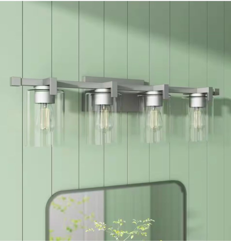 . Be the first to ask a question for LANSEKI Salvirola 32 in. Modern 4-Light Brushed Nickel Dimmable Vanity Light with Clear Glass Shade