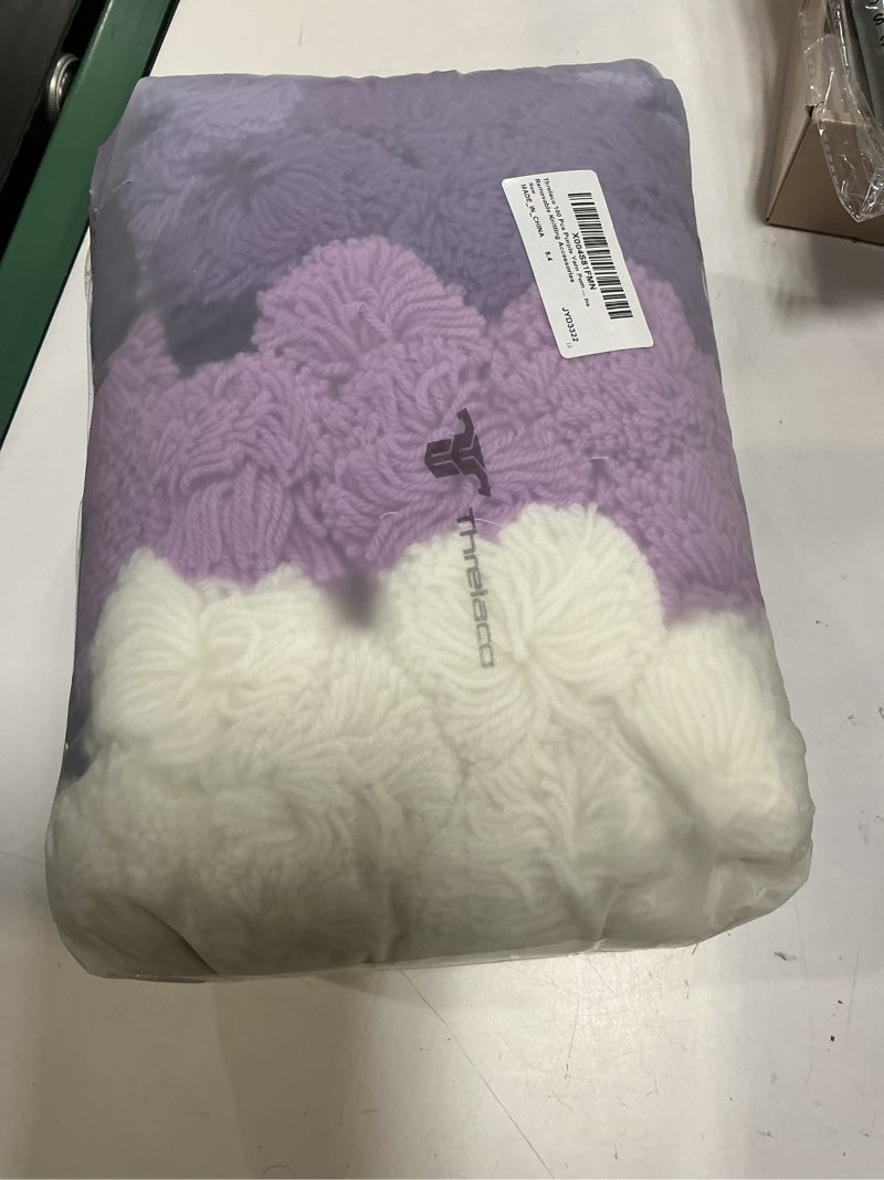 Condition photo showing New/Like New for ( color purple and white ) threlaco 100 pcs 3inch blue pom poms for crafts large pompoms balls bulk fuzzy pompoms big pom balls for xmas diy party hanging ornaments home decor