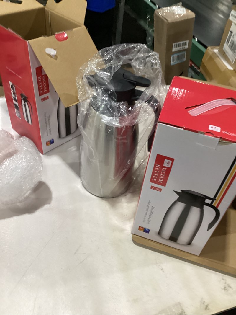 Condition photo showing New/Like New for Norme 2 Pcs Thermal Coffee Carafe Insulated Stainless Steel Coffee Carafe for Hot Liquid Vacuum Thermal Pot Creamer Pitcher Dispenser with Brushes Keeping Hot Water Milk(Silver,68 oz) Silver 68 oz