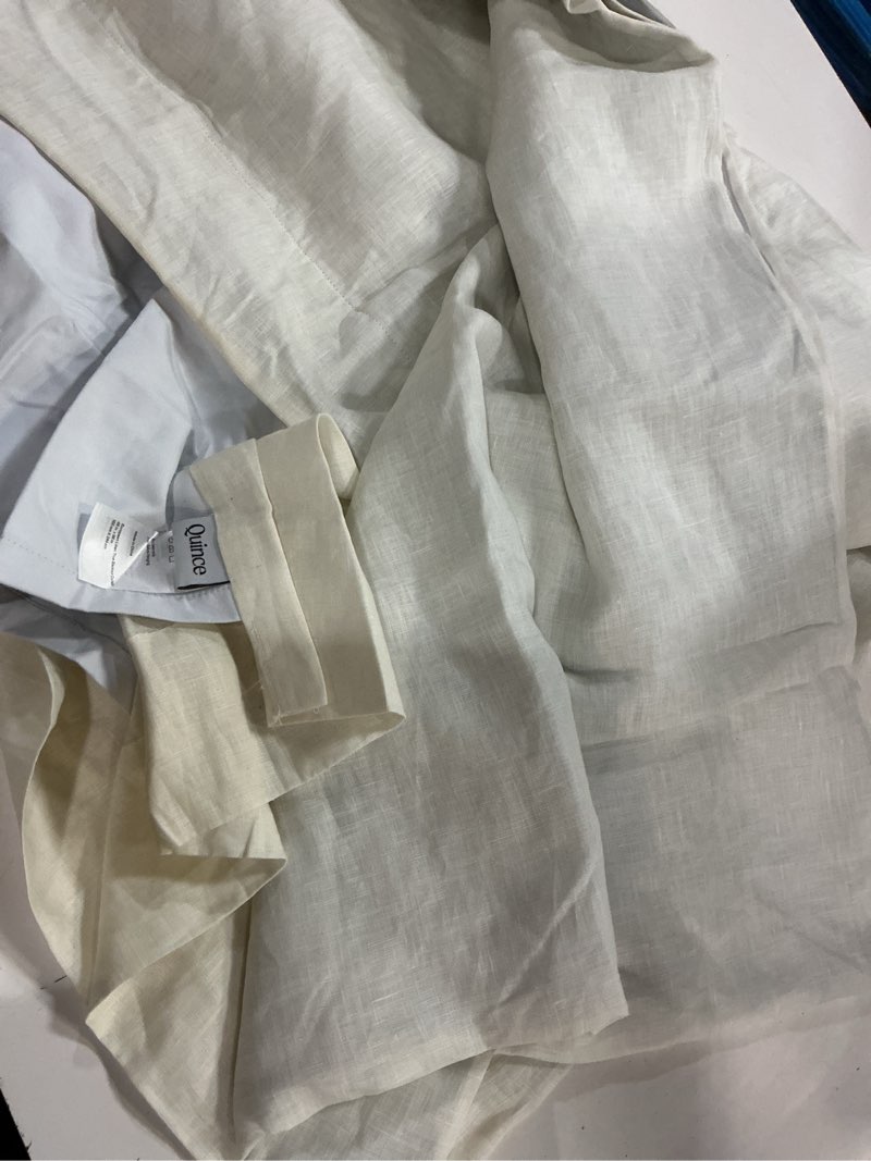 Condition photo showing Good Condition for quince, european linen true blackout curtain - single panel 48”x96”/ivory