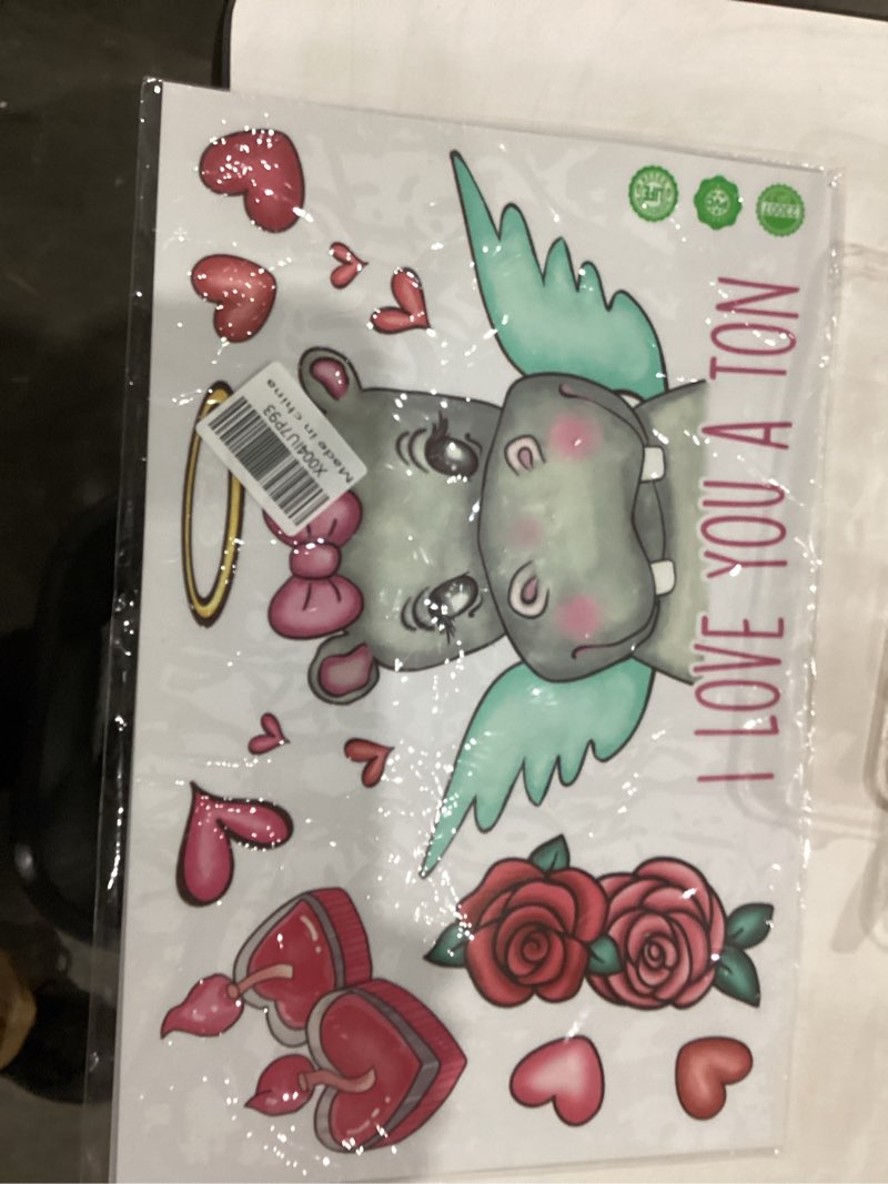 Condition photo showing New/Like New for 9 Sheets Valentine's Day Window Clings for Glass Windows,Valentines Day Cute Animal Double Sided Window Stickers,Reusable Windows Decor for Home Wedding Anniversary Party Store Glass Holiday Decor V03