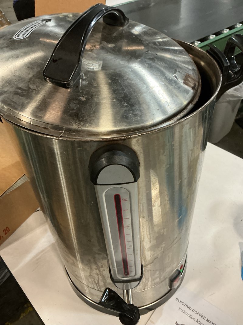 Condition photo showing As Is for Commercial Coffee Urn Large Coffee Maker 100 Cup Coffee Maker Industrial Coffee Dispenser 1300W Quick Brew Dual Wall Stainless Steel Hot Water Urn Tea Maker Machine for Wedding, Catering, Events 100 Cups