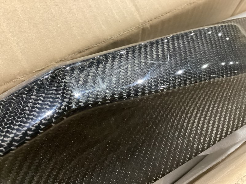 Condition photo showing As Is for real carbon fiber front lip compatible with (2021-in) g80 m3 g82 g83 m4 competition splitter mp-style front bumper lip - 3pcs