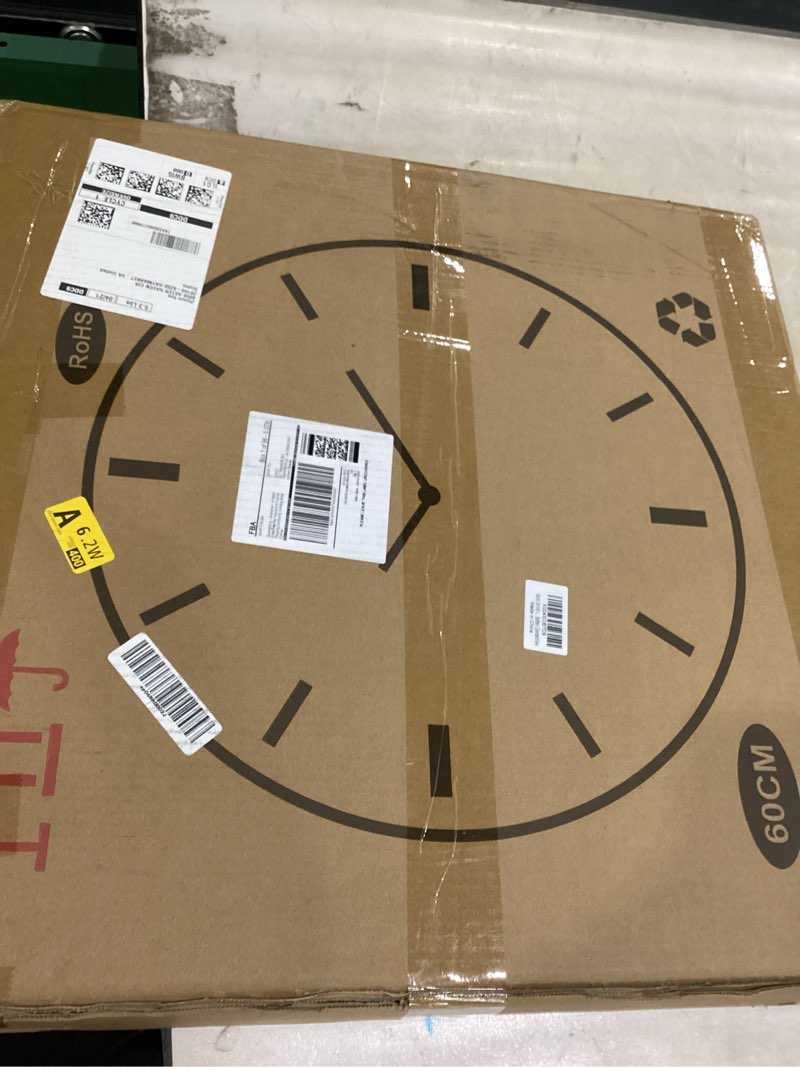 Condition photo showing Good Condition for vantic 24 inch large wall clock, arabic numeral metal oversized wall clocks for living room decor, bedroom and kitchen, completely silent, non ticking, battery operated black-arabic 24 inch