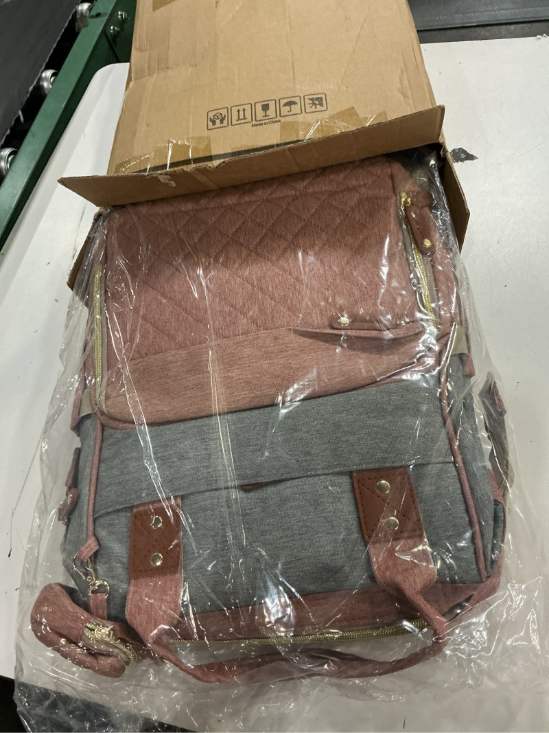 Condition photo showing New/Like New for diaper bag backpack with changing station, waterproof large capacity, baby bag for mom & dad, 18 pockets+usb port, foldable changing pad, travel backpack for newborn essentials, baby gift pink grey