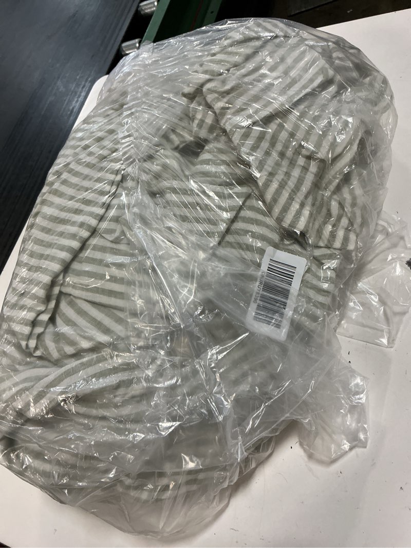 Condition photo showing Good Condition for european linen duvet cover, full/queen, willowleaf/white stripe