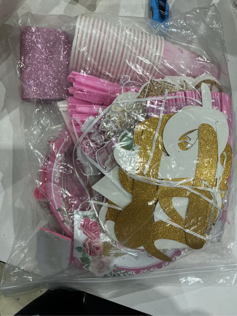 Condition photo showing Good Condition for princess birthday party decorations, 254pcs princess party girls decorations set includes prin cess 