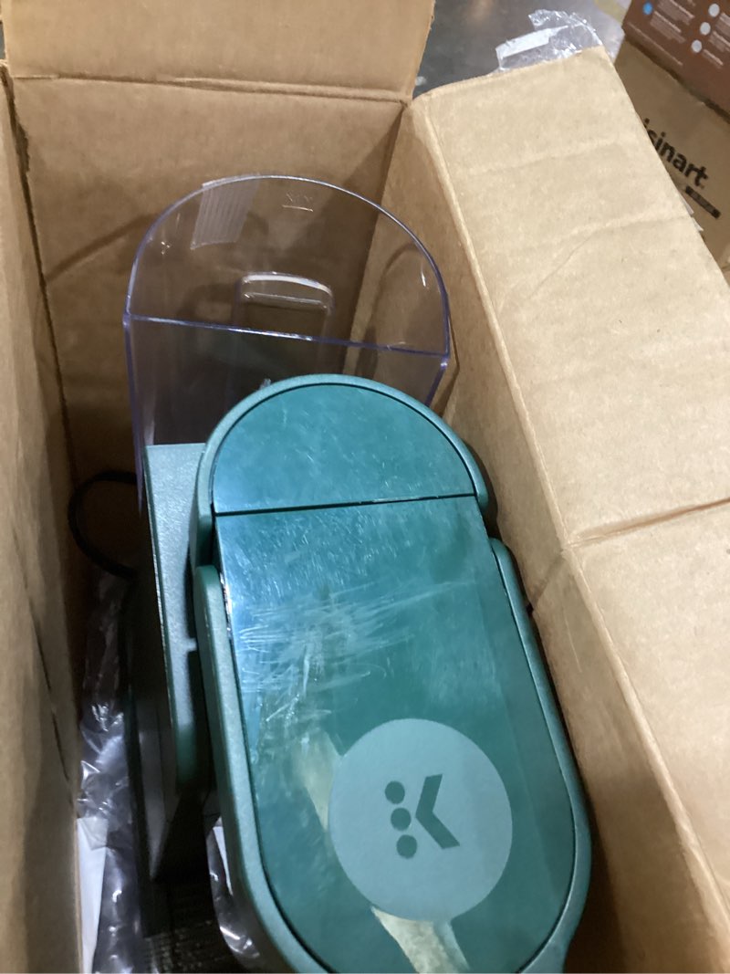 Condition photo showing As Is for keurig k-express single serve k-cup pod coffee maker, 3 brew sizes, strong button feature, 42oz removable reservoir, evergreen