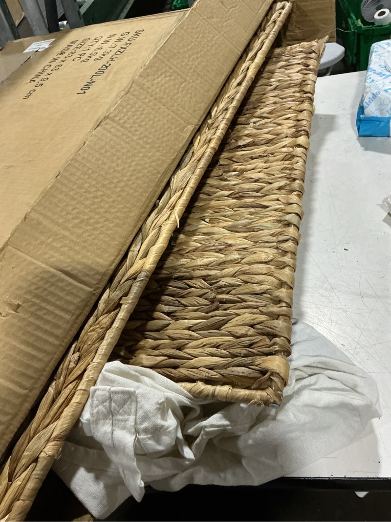 Condition photo showing Good Condition for laundry hamper with wheels, 52.8 gallon(200l) water hyacinth laundry basket with lid, 3-section wicker clothes hamper with 3 removable liners, laundry sorter with side pocket,