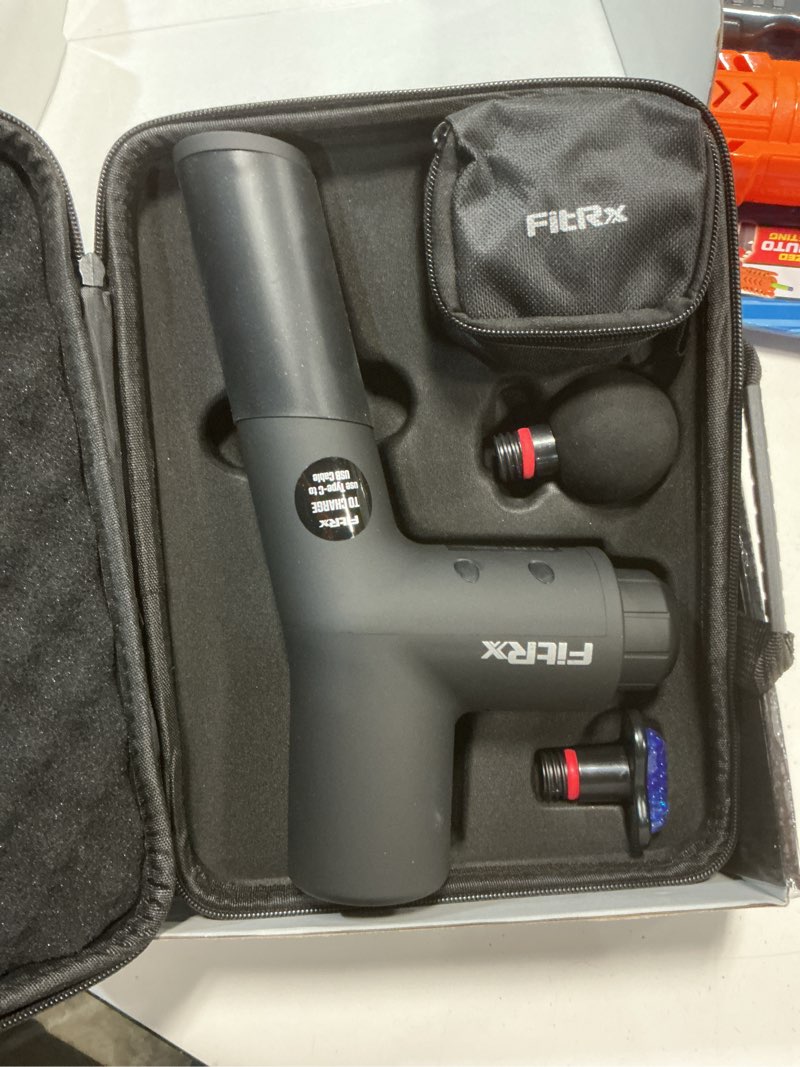Condition photo showing Good Condition for fitrx massage gun handheld deep tissue percussion massager with 6 speeds and 4 swappable heads for premium neck back & muscle relief
