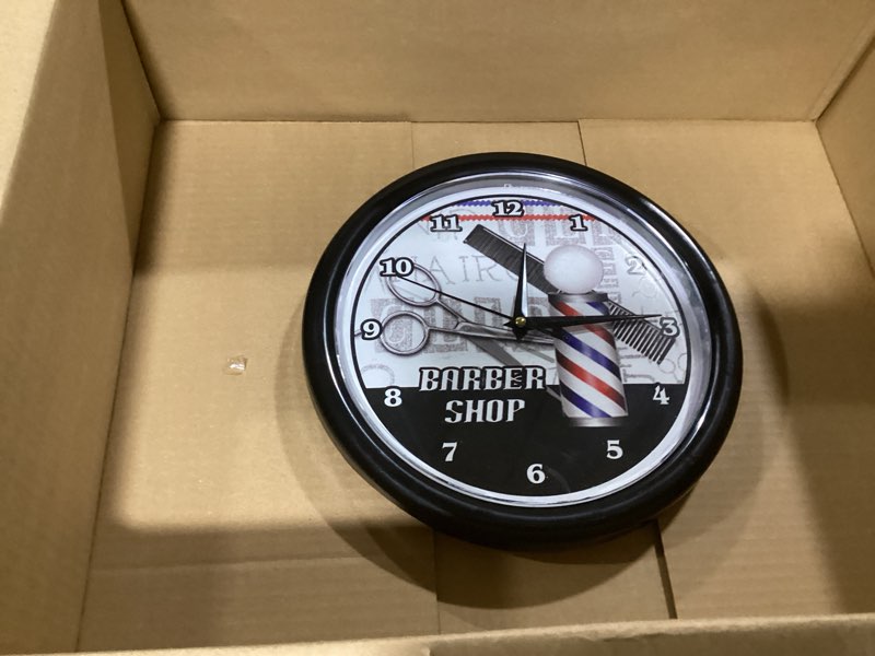 Condition photo showing As Is for SignMission Barber Wall Clock Hair Salon Cutter Pole Gift, Beagle, 1barber Shop