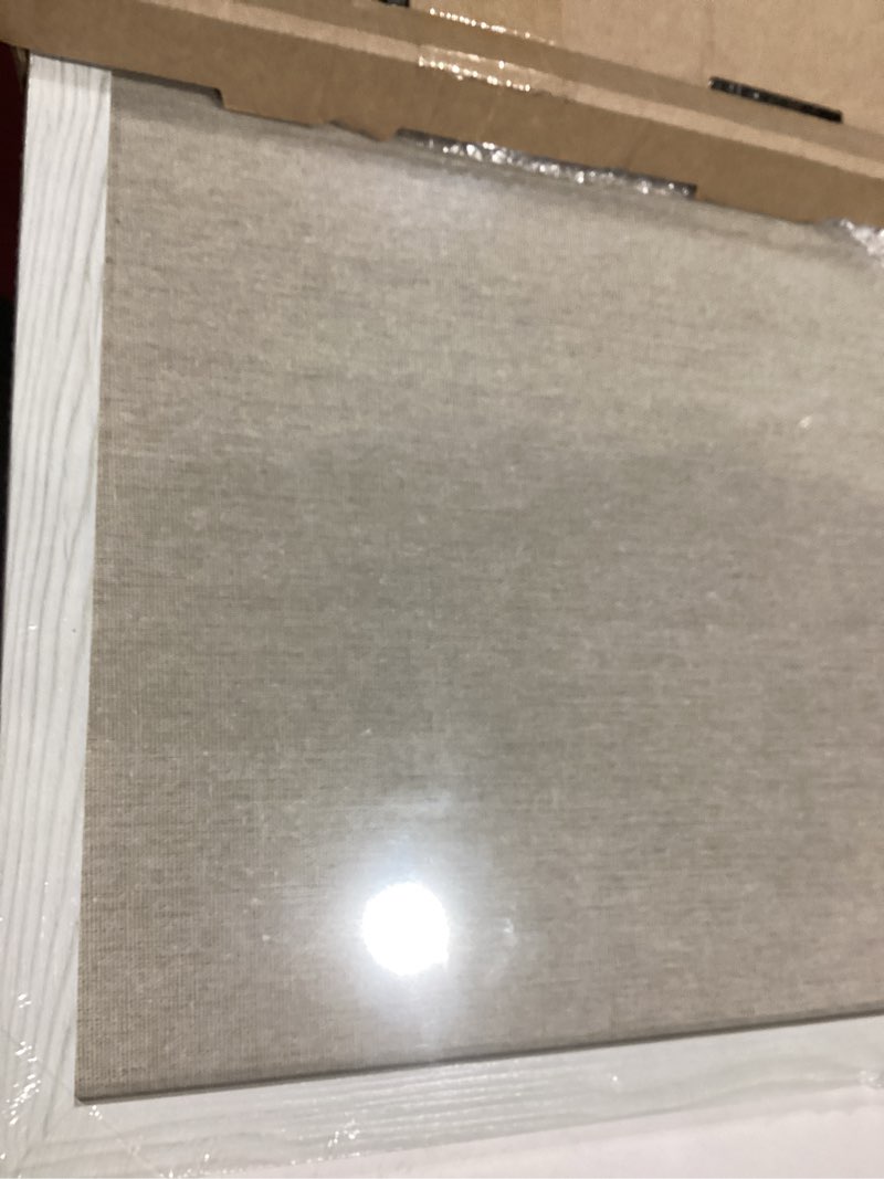 Condition photo showing Good Condition for DOLLAR BOSS Bulletin Boards with Linen 1-Pack 16''X 12'' Double-Sided Cork Board for Walls Wood Framed Bulletin Boards, Small Pin Board for Home Kitchen Office Decorative Hanging 10 Pushpins White 16" x 12"