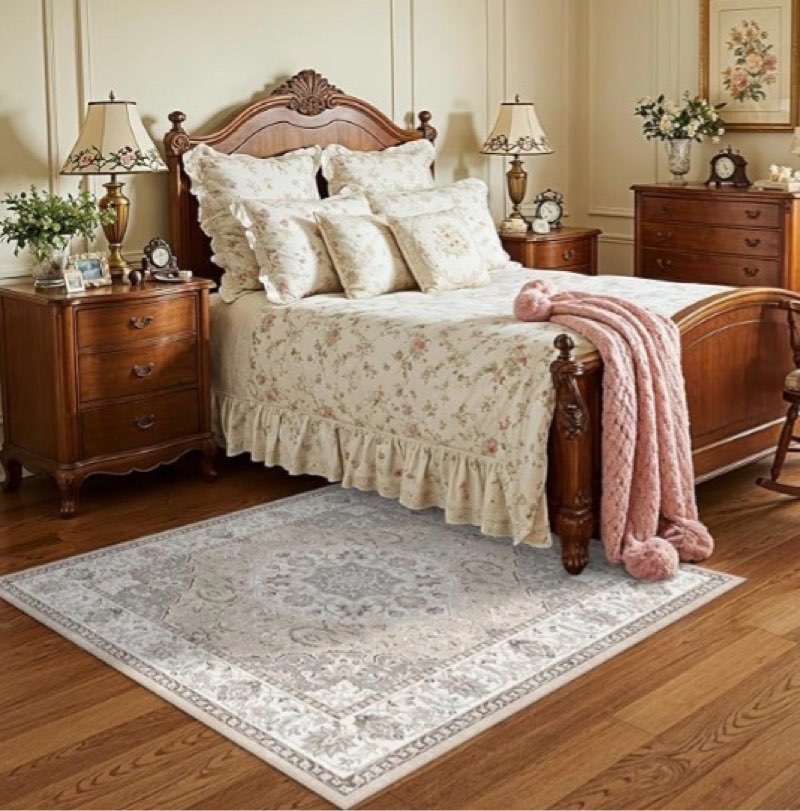 4x4 square rug for living room - washable kitchen area rug with non slip rubber backing for bedroom 
