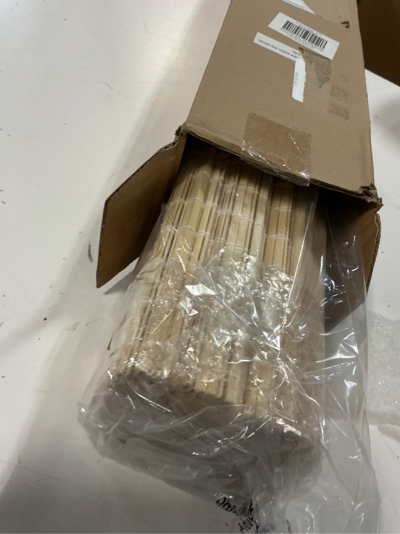 Condition photo showing Good Condition for lazblinds no tools no drill cordless bamboo roman shades, privacy window treatment, roll up bamboo blinds for windows 34'' w x 64'' h, natural privacy-natural 34" w x 64" h