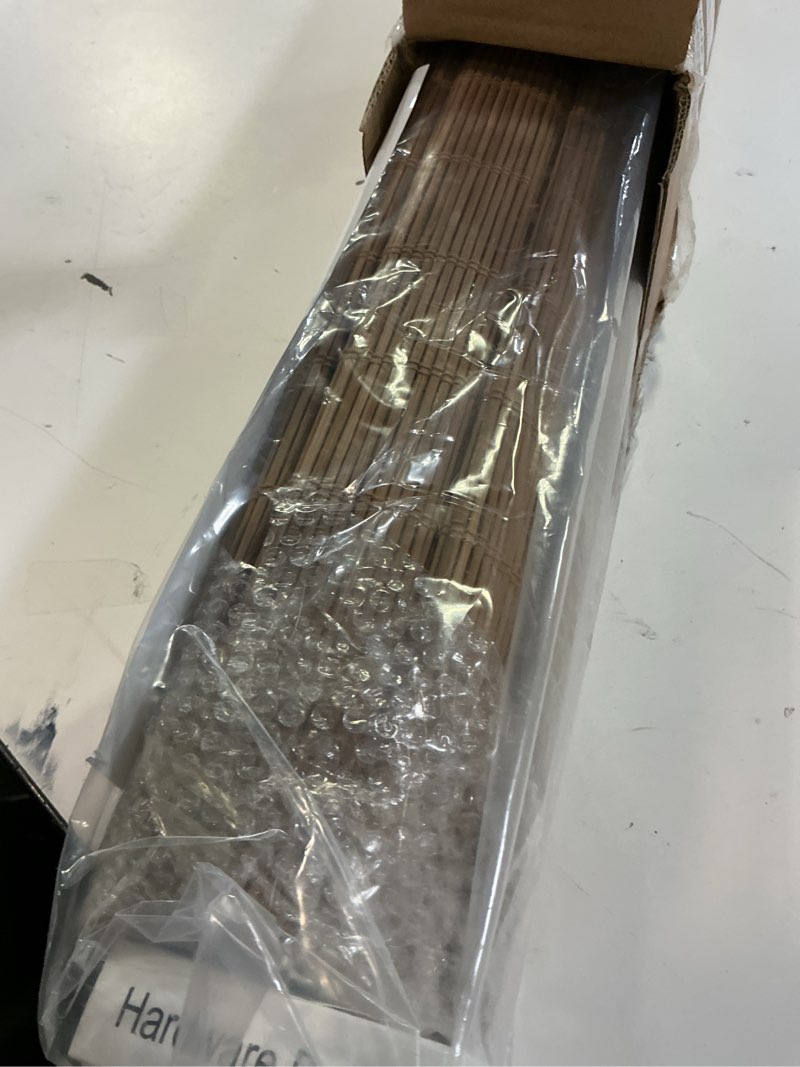 Condition photo showing Good Condition for cordless bamboo roman shades for windows, 100% blackout backing fabric for light blocking, 20" w × 64" h - papara carbon blackout - papara carbon 20" w × 64" h