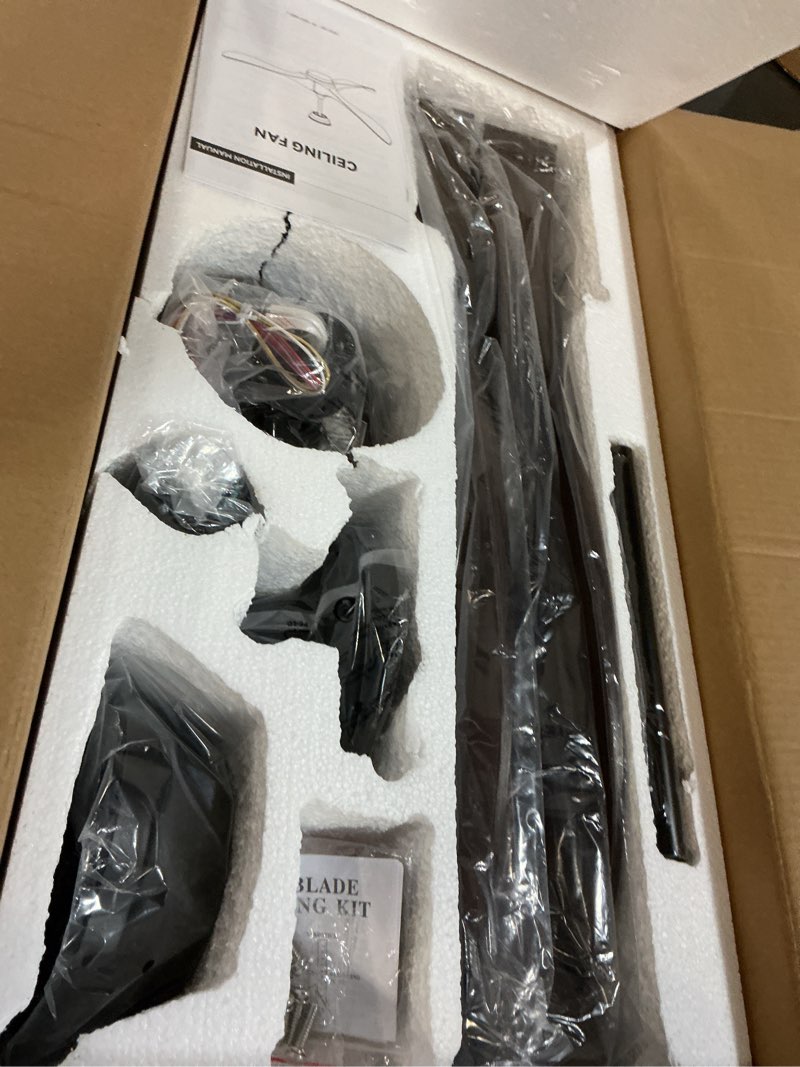 Condition photo showing New/Like New for 52 Inch Ceiling Fans Black Lights and Remote,White Low Profile Ceiling Fan with Light,Flush Mount,Reversible,6 Speeds,3CCT Dimmable,for Bedroom,Living Room,Indoor Patio 52 Inch Black