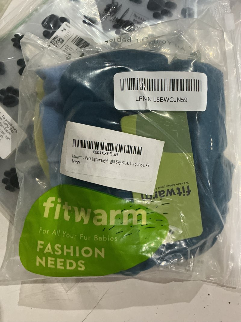 Condition photo showing Good Condition for fitwarm 2 pack lightweight fleece dog pajamas, warm winter dog clothes for small dogs boy girl, fuzzy pet onesie with feet, light sky blue, turquoise, xs x-small lightskyblue