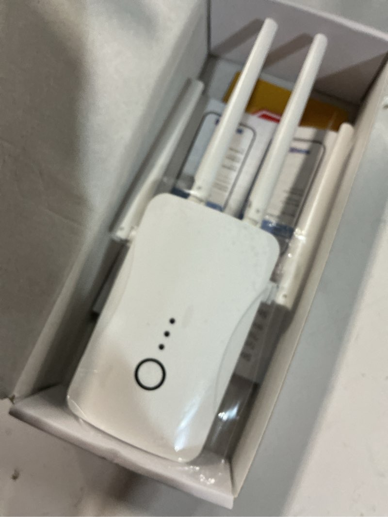 Condition photo showing New/Like New for 2026 wifi extender signal booster - 2.4ghz 300mbps wifi booster for home, covers up to 9999 sq. ft, easy setup, ethernet port & access point, stable internet performance with 60+ devices white