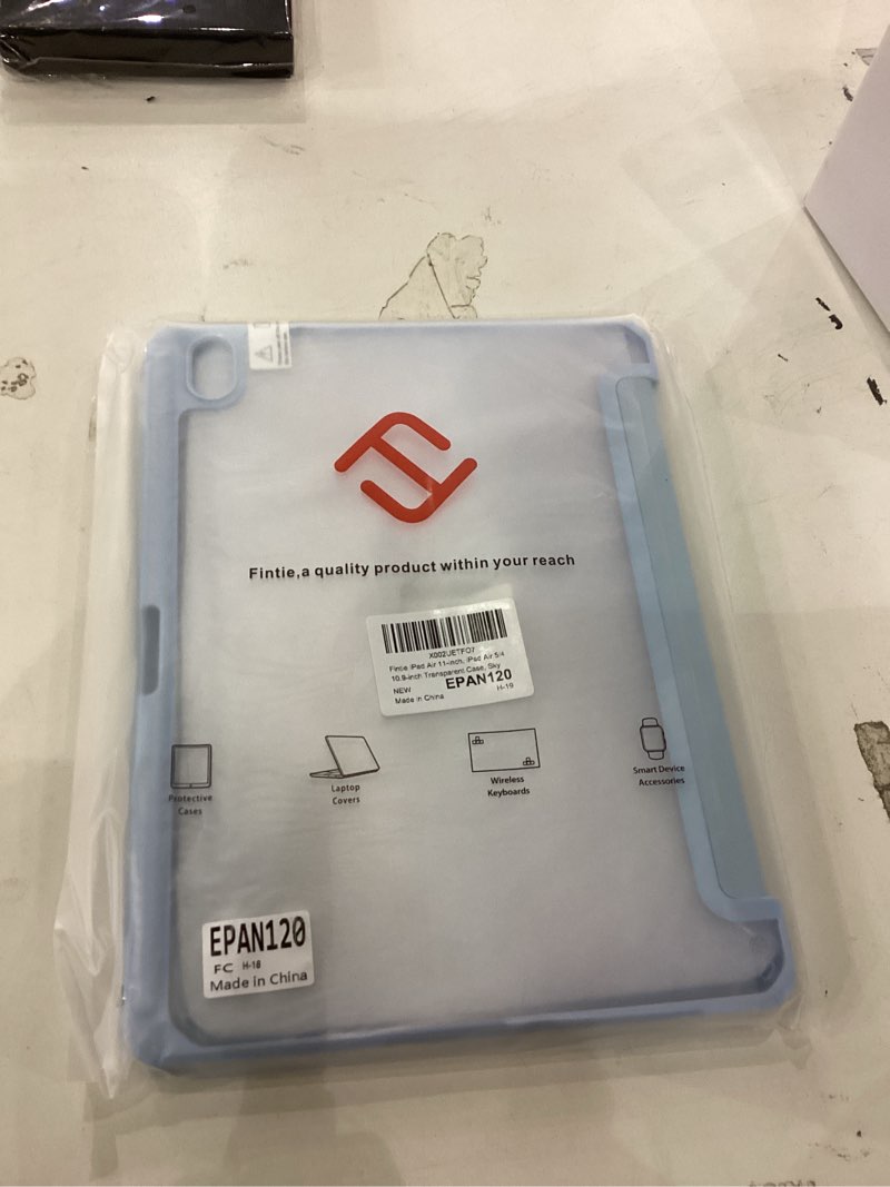 Condition photo showing New/Like New for Fintie Hybrid Slim Case for iPad Air 11-inch M3 (2025) / M2 (2024), iPad Air 5th (2022) / 4th Generation (2020) 10.9 Inch - Shockproof Cover with Clear Back Shell & Pencil Holder, Sky Blue