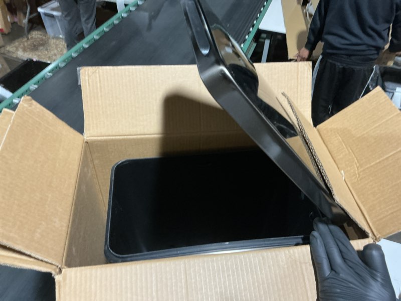 Condition photo showing Good Condition for Home Zone Living 12 Gallon Slim Kitchen Trash Can, Stainless Steel, Step Pedal, 45 Liter Black